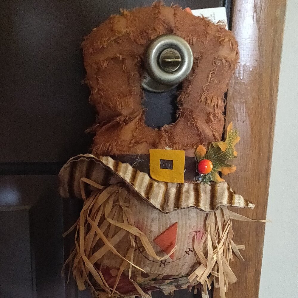 Harvest Soft Corduroy Scarecrow Door Hangar 18" x 9"